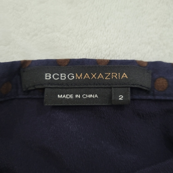 BCBGMaxAzria Blue/Brown Polka Dot Patterned Midi Circle/Skater Skirt Size 2 - Picture 3 of 3